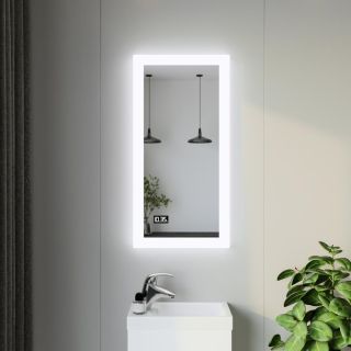 Зеркало с подсветкой Бриклаер Вега 4627125414190 с часами 40 см на взмах руки